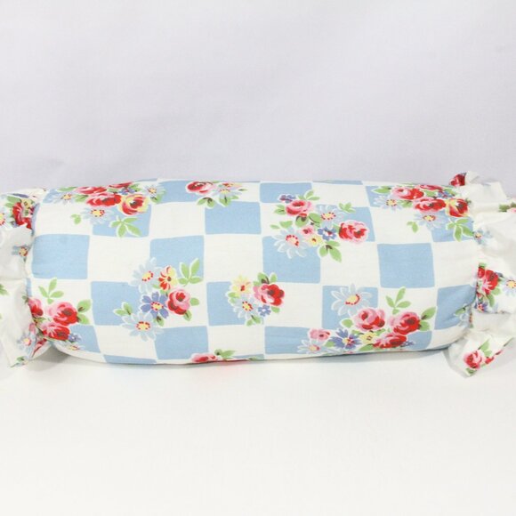 Cath Kidston Bolster Pillow NEW Floral Check Ruffle trim Daisy Rose cottage